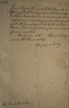 Cópia de despacho n.4 enviado por João Severiano Maciel da Costa (1769-1833), Marquês de Queluz, ...
