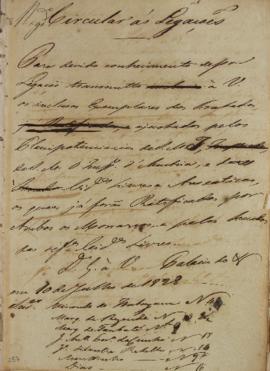 Circular enviada para as legações em 10 de julho de 1828, dando conhecimento ao tratado e transmi...