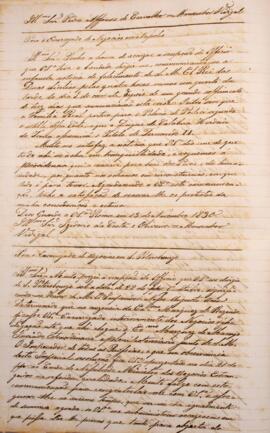 Cópia de ofício enviado pelo Monsenhor Francisco Correia Vidigal (1766-1838) para Gaspar José Lis...