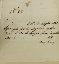 Documento nº 56, recibo de despesas da secretaria com velas de cera, datado em 10 de julho de 182...