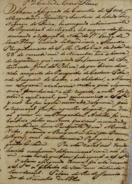 Cópia do despacho enviado por Thomás Antônio de Villanueva Portugal ao Conde de Casa Flores (1759...