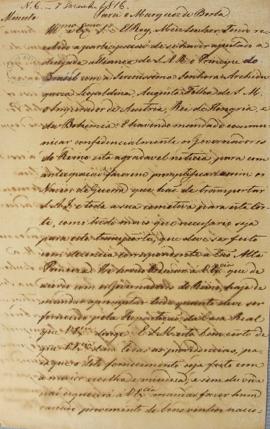 Minuta nº 6 de 07 de dezembro de 1816, endereçada a Fernando Maria de Sousa Coutinho Castelo Bran...