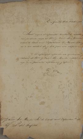 Despacho enviado por Tomás Guido (1788 – 1866) ao Marquês de Paranaguá (1769-1846), em 11 de junh...