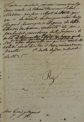 Minuta de despacho de 20 de dezembro de 1825, endereçada a Condy Raguet (1784-1842), Cônsul dos E...