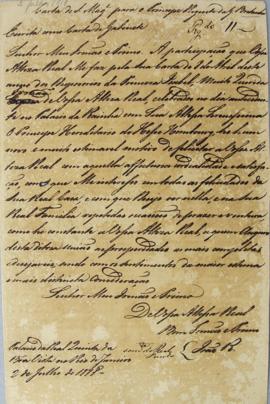 Tradução da nota diplomática de 2 de julho de 1818, de D. João VI (1767-1826), destinada ao Prínc...