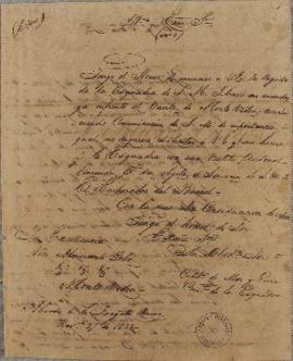 Correspondência de 27 de novembro de 1822, enviada por David Jewett (1772-1842) para Rodrigo José...