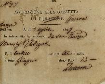 Documento nº 27, recibo da Associazione alla Gazeta di Genova, informando valor recebido do Monse...