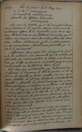 Despacho nº 195, de 21 de maio de 1822, de Jean-Baptiste Maler (s.d.), Cônsul-geral da França no ...