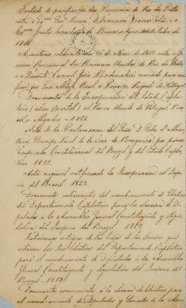 Relação com a lista de documentos relacionados a Cisplatina datados de 1822 a 1824. Contém docume...
