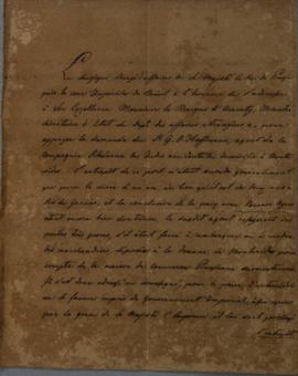 Despacho de 19 de janeiro de 1828, de D’Olfers, encarregado dos negócios da Prússia, dirigido a J...