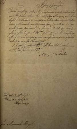 Carta patente, original, enviada por João Severiano Maciel da Costa (1769-1833), Marquês de Quelu...