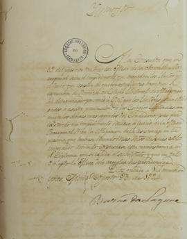 Ofício de 23 de agosto de 1824, enviado por Carlos Frederico Lecor (1764-1836), o Barão da Laguna...