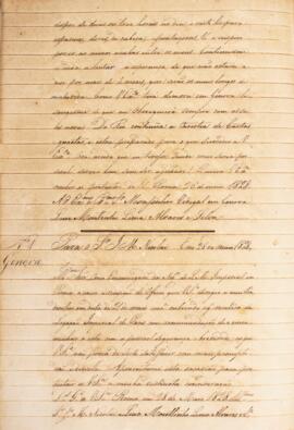 Ofício original enviado por Luiz Moutinho Lima Alvares e Silva (1792-1863), para I. M. Nicolai (s...