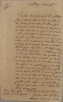 Ofício de 3 de dezembro de 1822, enviada por Juan José Durán para o comandante da esquadra de Mon...