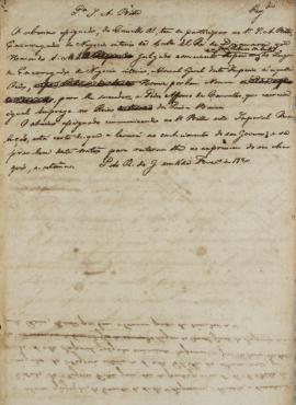 Minuta encaminhada a Steen Andersen Bille (1751-1833) , informando a dispensa de José Ribeiro dos...