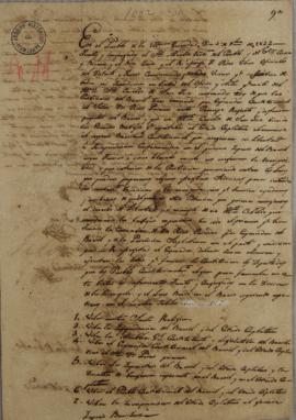 Cópia de Ata de 03 de novembro de 1822 de celebração realizada pelo Cabildo do Povoado de Santíss...