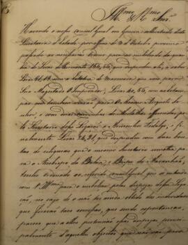 Relatório original, enviado por Miguel Calmon du Pin e Almeida, Marquês de Abrantes (1796-1868), ...