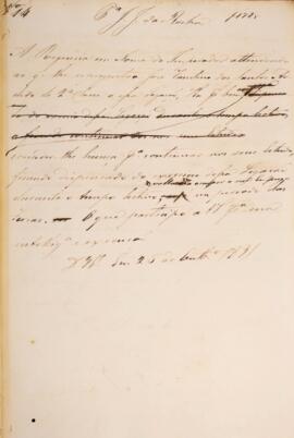 Minuta de despacho enviado para José Joaquim da Rocha (1777-1848), com data de 25 de outubro de 1...