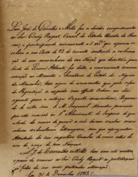 Minuta de 31 de dezembro de 1823, de Luis José de Carvalho e Melo (1764-1826), conselheiro, minis...