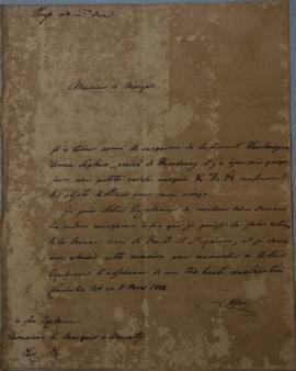 Despacho de 5 de março de 1828, de D’Olfers, encarregado dos negócios da Prússia, dirigido a João...