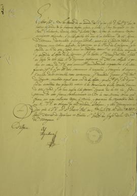 Ofício de 29 de dezembro de 1817 de Francisco Xavier de Aguilera (1782-1828) para o General Chefe...