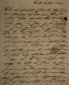 Carta original, sem indicação de autoria, dirigida a Sir Charles Stuart (1779-1845), Barão de Rot...