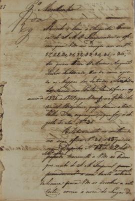 Despacho enviado para Luiz Moutinho Lima Alvares e Silva (1792-1863) em 24 de novembro de 1828 so...