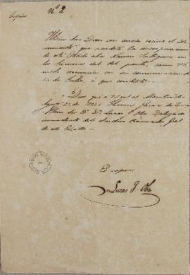 Cópia feita por Lucas José Obes (1782-1838) de 23 de agosto de 1822 da carta enviada a ele por To...