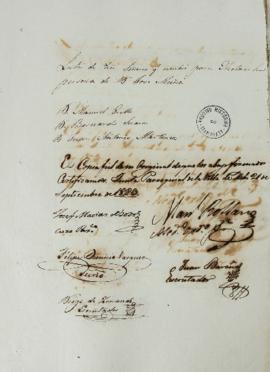 Lista de 21 de setembro de 1823 contendo os nomes dos eleitores da Vila de Melo: Manuel Grillo, B...