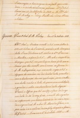 Cópia de ofício enviado por Luiz Moutinho Lima Alvares e Silva (1792-1863), para I. M. Nicolai (s...