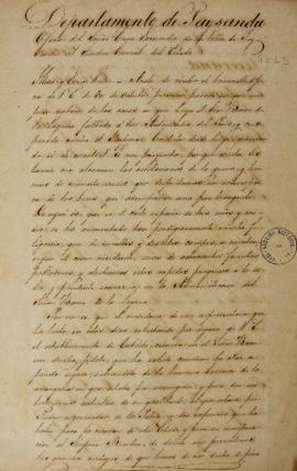 Ofício de 19 de novembro de 1823, enviado para o Síndico Geral do estado Cisplatino, sobre a inco...