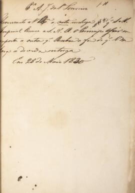 Ofício original enviado para Antônio José da Silva Loureiro (1790-1848), com data de 28 de maio d...