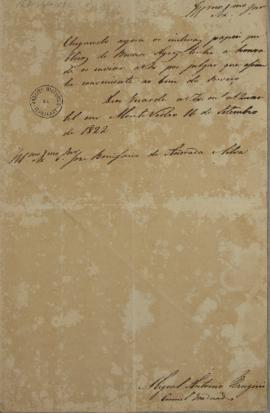 Ofício de 16 de setembro de 1822, de Miguel Antônio Flangini (s.d) para José Bonifácio de Andrada...