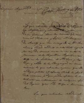 Despacho enviado por Tomás Guido (1788 – 1866) ao Marquês de Aracaty (s.d.-1838), em 09 de setemb...
