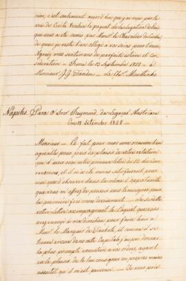Cópia de ofício enviado por Luiz Moutinho Lima Alvares e Silva (1792-1863), para A. Reymond, em 1...