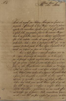 Oficio nº 4 de Vicente Antônio da Costa (s.d) a Luís José de Carvalho e Melo (1764-1826) informan...