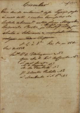 Circular enviada em 15 de fevereiro de 1828 para Visconde de Itabaiana (s.d.-1846), Luiz Moutinho...