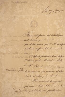 Cópia de nota diplomática enviada por Lucas José Obes (1782-1838) para José Bonifácio de Andrada ...
