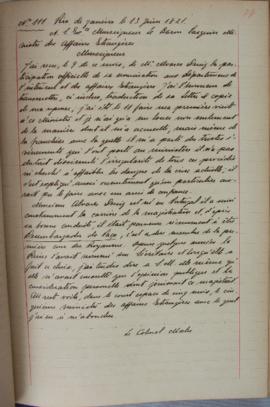 Despacho nº 111, de 13 de junho de 1821, de Jean-Baptiste Maler (s.d.), Cônsul-geral da França no...