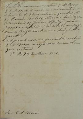 Minuta de carta de 23 de março de 1831, endereçada a Ethan Allen Brown (1776-1852), encarregado d...