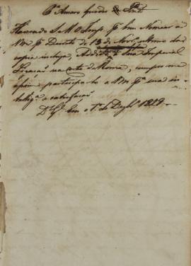 Carta credencial enviado a Amaro Guedes de Pinto, em 1 de dezembro de 1829 com a nomeação e a ent...
