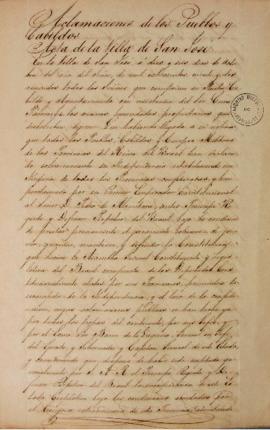Cópias de atas aclamando D. Pedro I como Imperador do Brasil e sobre a incorporação do estado Cis...