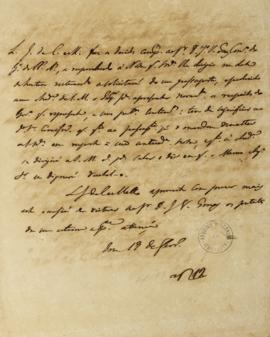 Minuta de Luis José de Carvalho e Melo (1764-1826) a José Valentim Gomez (s.d.) do dia 19 de junh...
