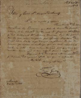 Despacho enviado por Tomás Guido (1788 – 1866) ao Marquês de Aracaty (s.d.-1838), em 03 de setemb...