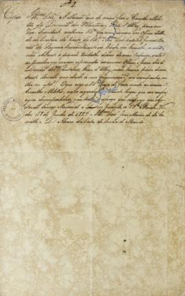 Cópia de despacho encaminhado por Álvaro da Costa de Sousa de Macedo (1789 – 1835), no dia 18 de ...
