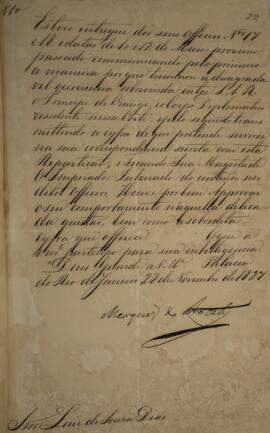 Cópia de despacho n.10 enviado por João Carlos Augusto de Oyenhausen-Gravenburg (1776-1838), Marq...
