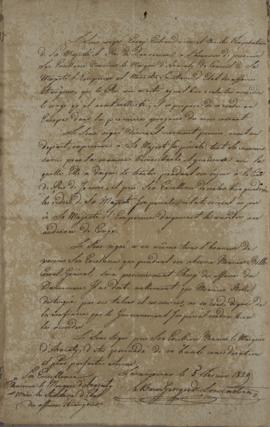 Ofício de 5 de fevereiro de 1829, do Barão George de Lowenstern, endereçada a João Carlos Augusto...
