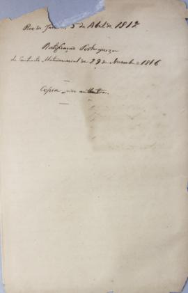 Ratificação portuguesa do dia 5 de abril de 1817 de dois artigos do Contrato Matrimonial do casam...