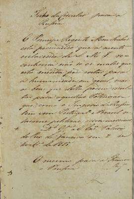 Circular enviada para Rússia, em 2 de dezembro de 1815. O documento diz que o Príncipe Regente es...