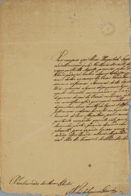 Carta de Nicolau de Sequeira Queiróz relatando a tentativa de libertação de minas libertas para r...